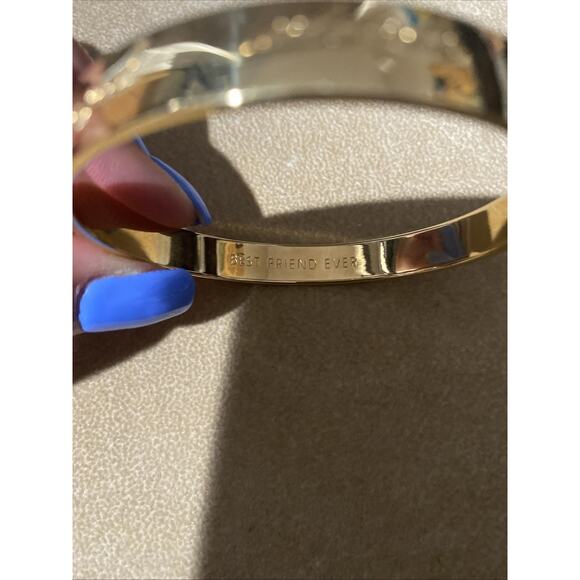 Kate Spade Bracelet Gold Tone Bangle Best Friend Ever Engraved Bridesmaid - Picture 2 of 6